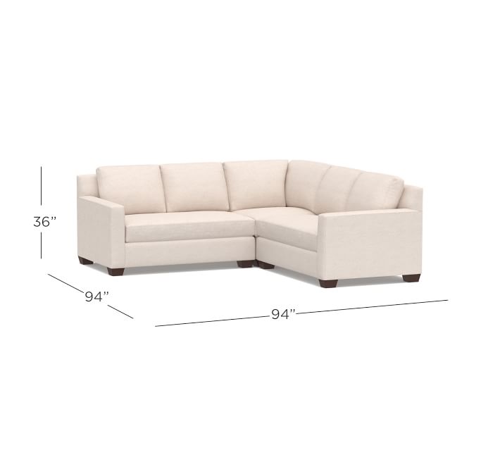 York Square Arm Upholstered 3-Piece L-Sectional | Pottery Barn