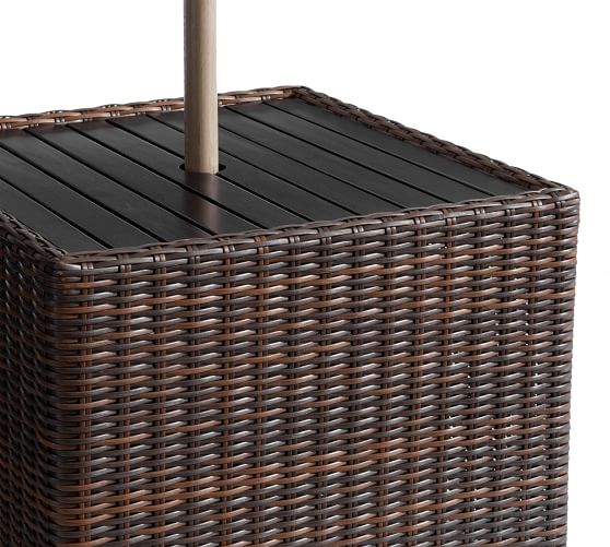 wicker umbrella side table stand