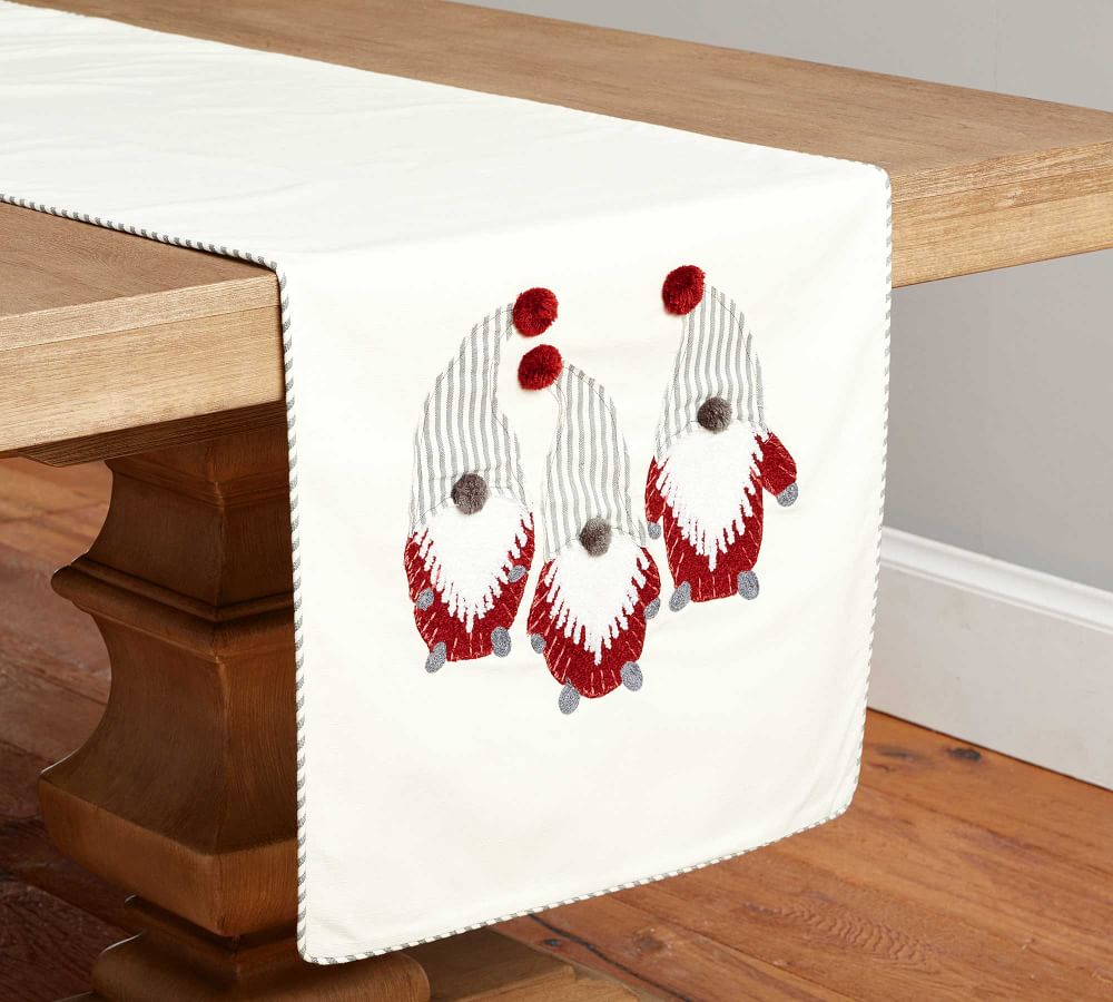 Gnome Embroidered Linen Cotton Table Runner Pottery Barn Gnome Embroidered Linen Cotton Table Runner Pottery Barn