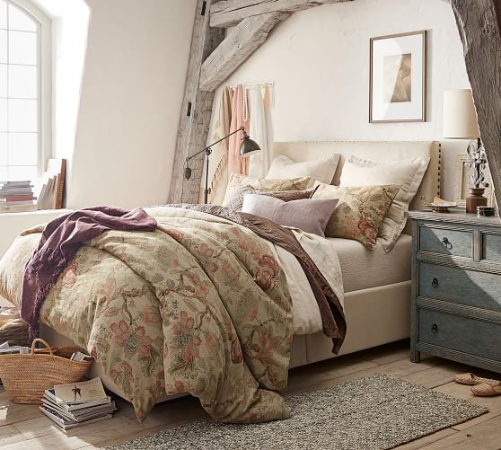 Raleigh Square Upholstered Low Storage Bed Pottery Barn