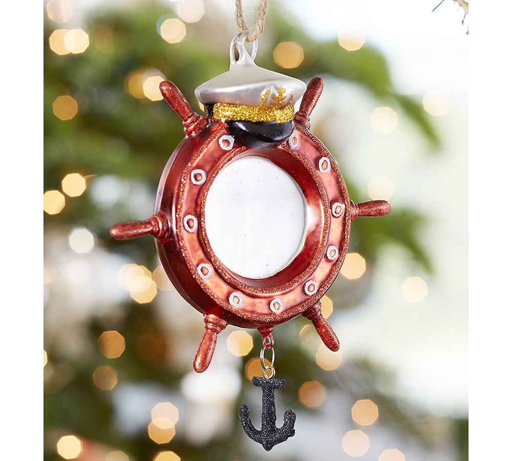 Glass Ship Wheel Christmas Ornament Pottery Barn
