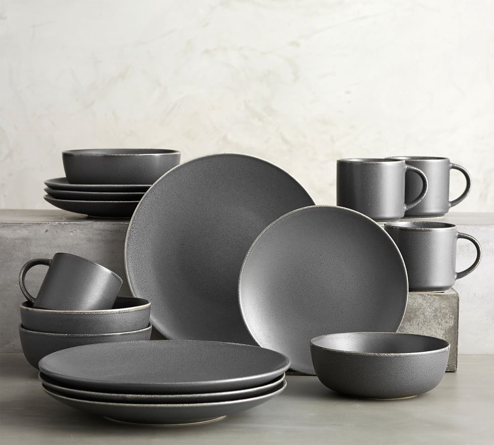 Shop Mason Stoneware 16-Piece Dinnerware Set - Graphite Gray from Pottery Barn on Openhaus