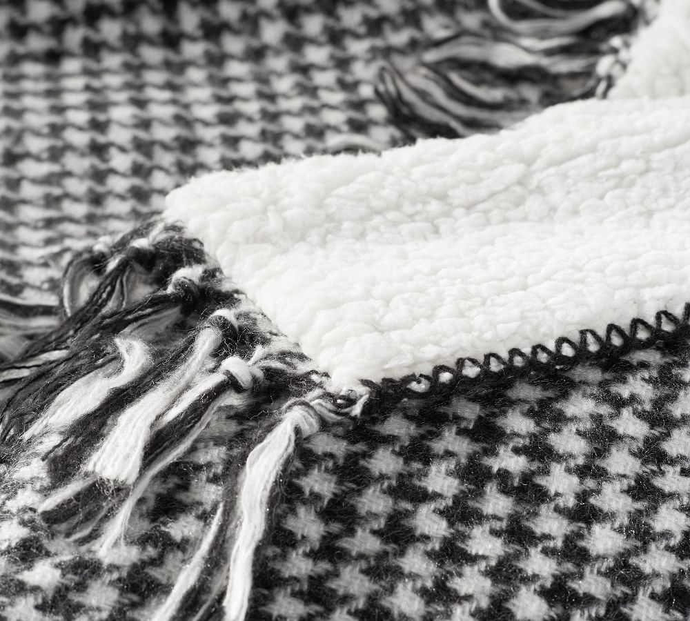 Houndstooth Sherpa Throw Blanket Pottery Barn