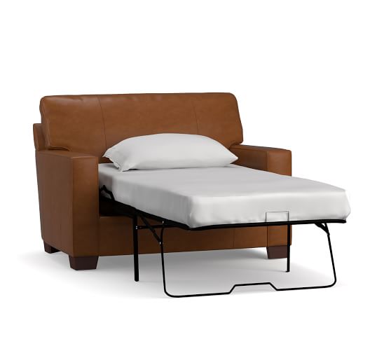 Buchanan Square Arm Leather Twin, Sofa Sleeper Chair Twin