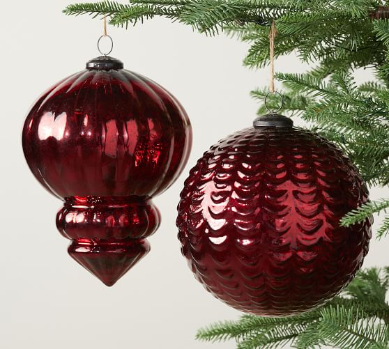 Potterybarn Mercury Glass Large Red Finial Ornament 10" Brand New