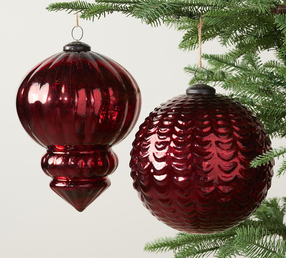 Oversized Red Mercury Glass Christmas Ornaments Pottery Barn