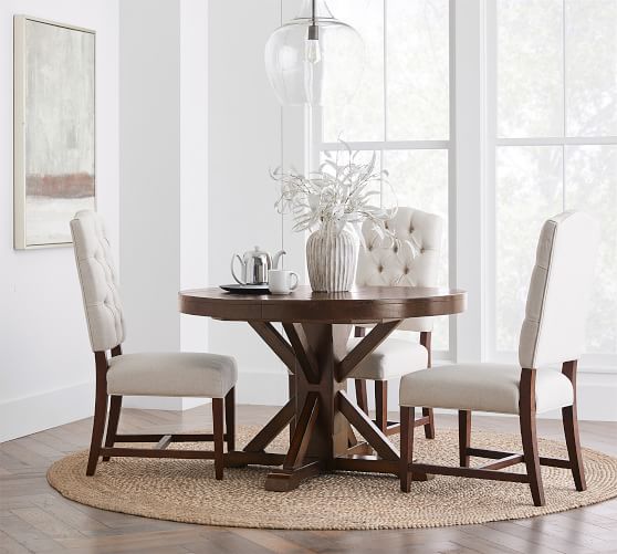 Benchwright Round Pedestal Extending, Pottery Barn Round Table