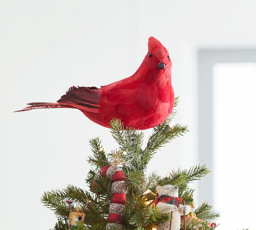 Cardinal Tree Topper Red Bird in a Wood Heart for Your Nature or Love  Themed Tree Valentine Tree Topper 