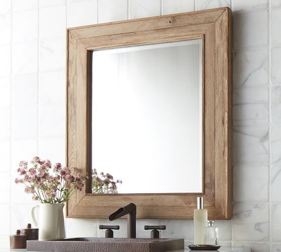 Ricson Handcrafted Rectangular Wood, Pottery Barn Bathroom Mirrors