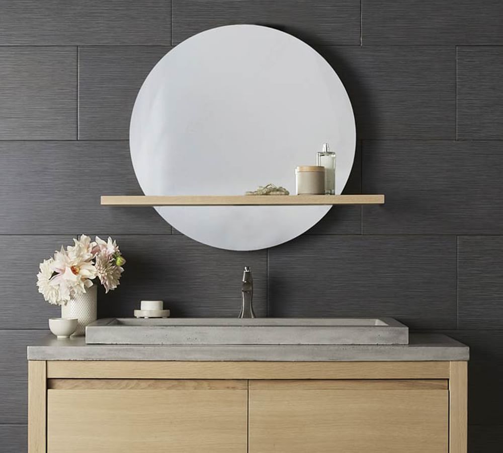 Rilen Round Mirror & Shelf | Pottery Barn