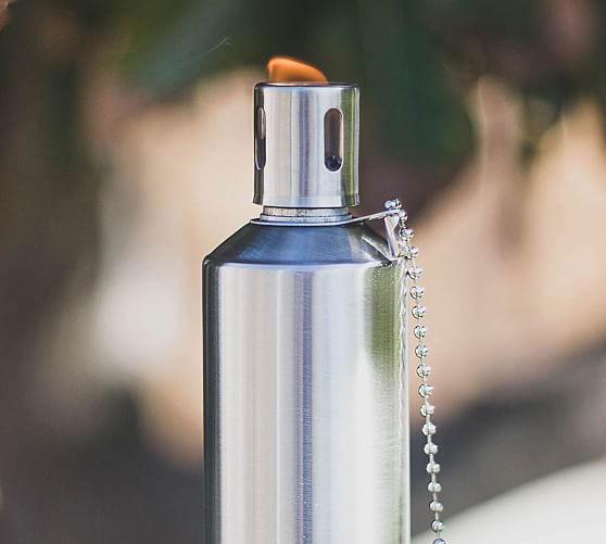 Stainless Steel Cylinder Garden Torches Set Of 4 Pottery Barn Stainless Steel Cylinder Garden Torches, Stainless Steel Outdoor Torches