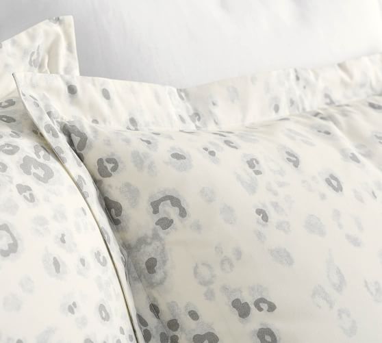 Snow Leopard Organic Percale Duvet, Cheetah Print King Size Bedding