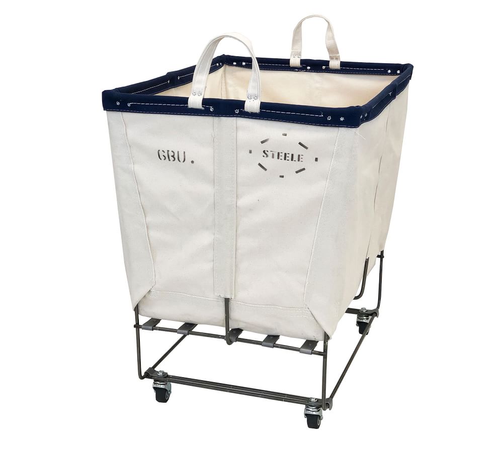 stainless steel laundry basket on wheels