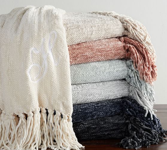 Chenille Fringe Throw Blanket | Pottery 
