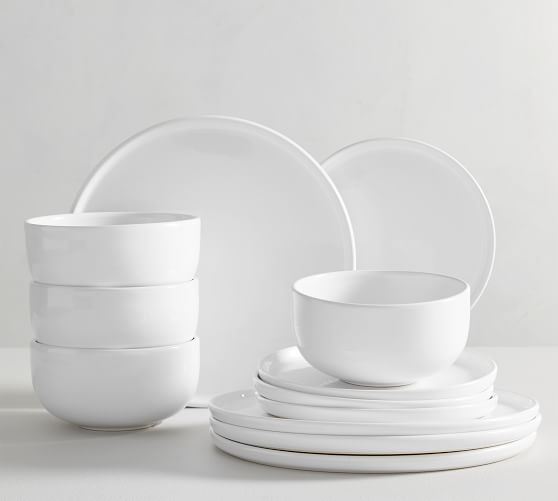 Details about   12 Piece Porcelain Square Dinner Set Plates Bowl Dining Set Service for 4 Person