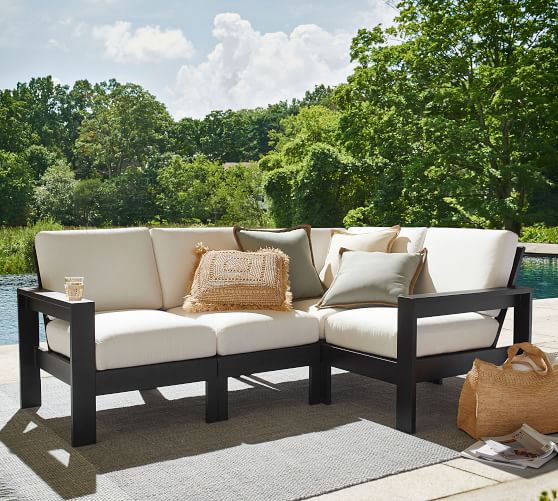Malibu Metal 4 Piece Sectional Black, Small Outdoor Sectional