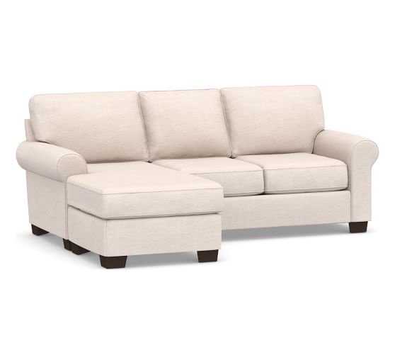 Buchanan Roll Arm Upholstered Sofa With, White Chaise Sofa