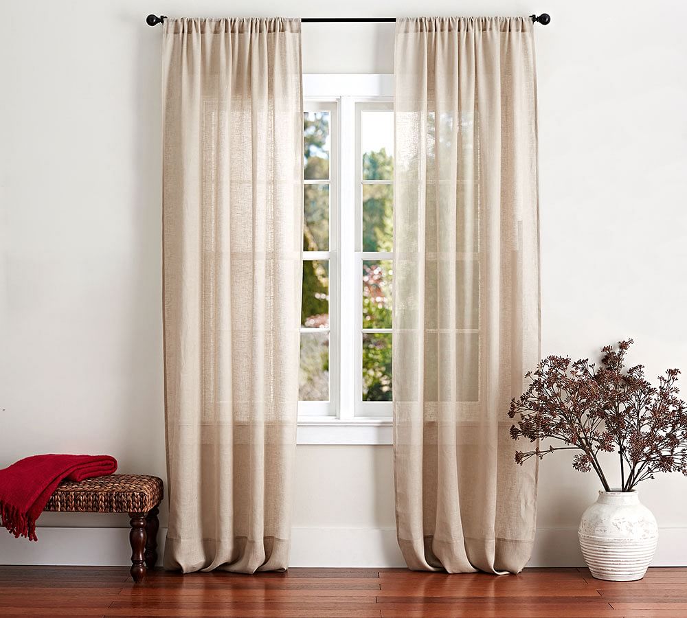 Belgian Flax Linen Rod Pocket Sheer Curtain | Pottery Barn