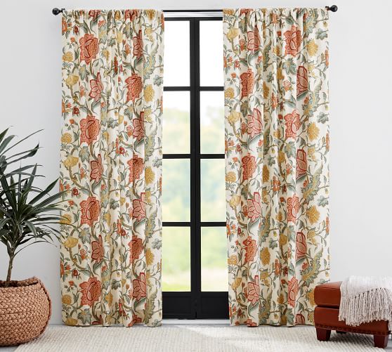 Cynthia Palampore Linen Cotton Rod Pocket Curtain Pottery Barn