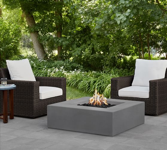 Abbott Concrete 40 Square Low Natural, Outdoor Gas Fire Pit Table And Chairs