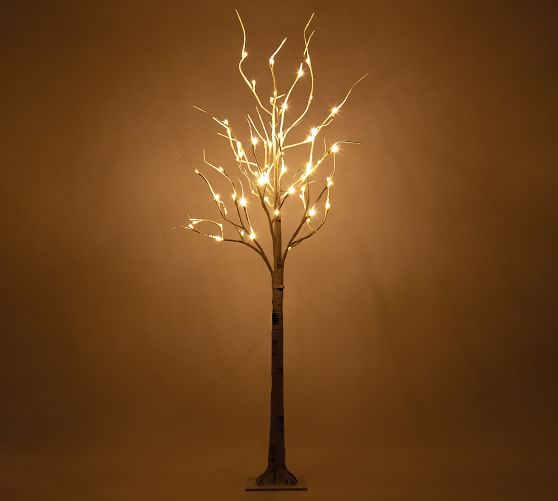 Light Up Led Faux Birch Trees Pottery, Outdoor Lighted Trees Artificial Birch