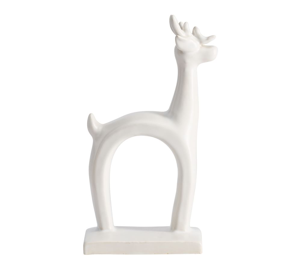 white ceramic reindeer figurine