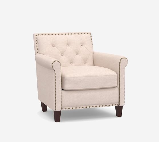 Roscoe Upholstered Tufted Armchair, Tufted Arm Chairs