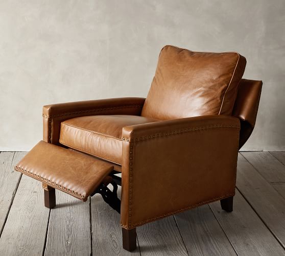 Tyler Leather Square Arm Recliner Chair, Leather Recliner Chairs