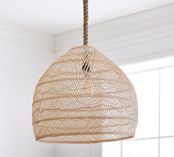 Flora Rattan Pendant Pottery Barn, How To Replace Pendant Light Shades