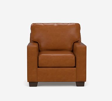 Buchanan Square Arm Leather Armchair, Orange Leather Armchair