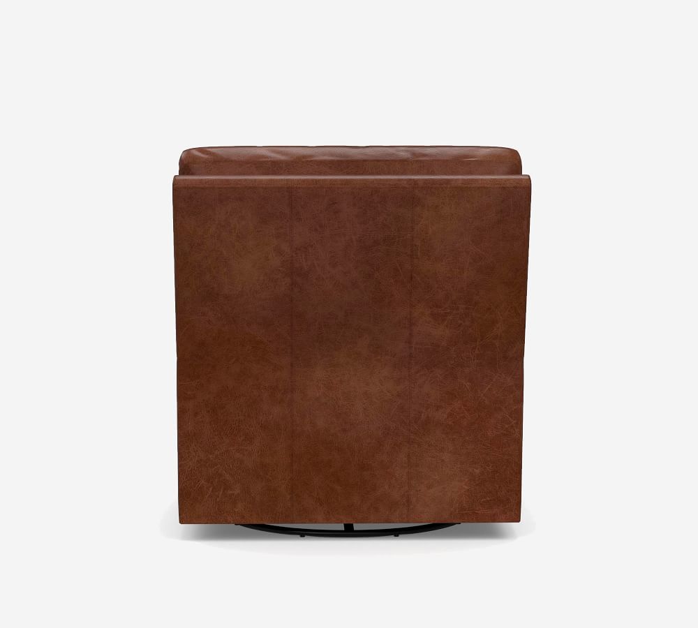 James Square Leather Swivel Chair | Pottery Barn