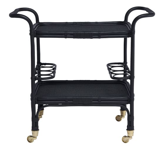 Carlo 34 5 Rattan Bar Cart Pottery Barn