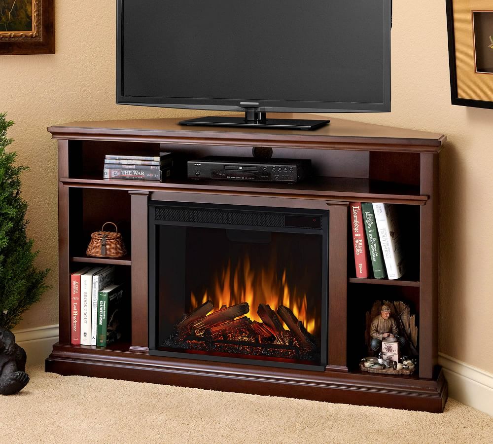 Real Flame 51 Churchill Corner Electric Fireplace Media Cabinet Pottery Barn