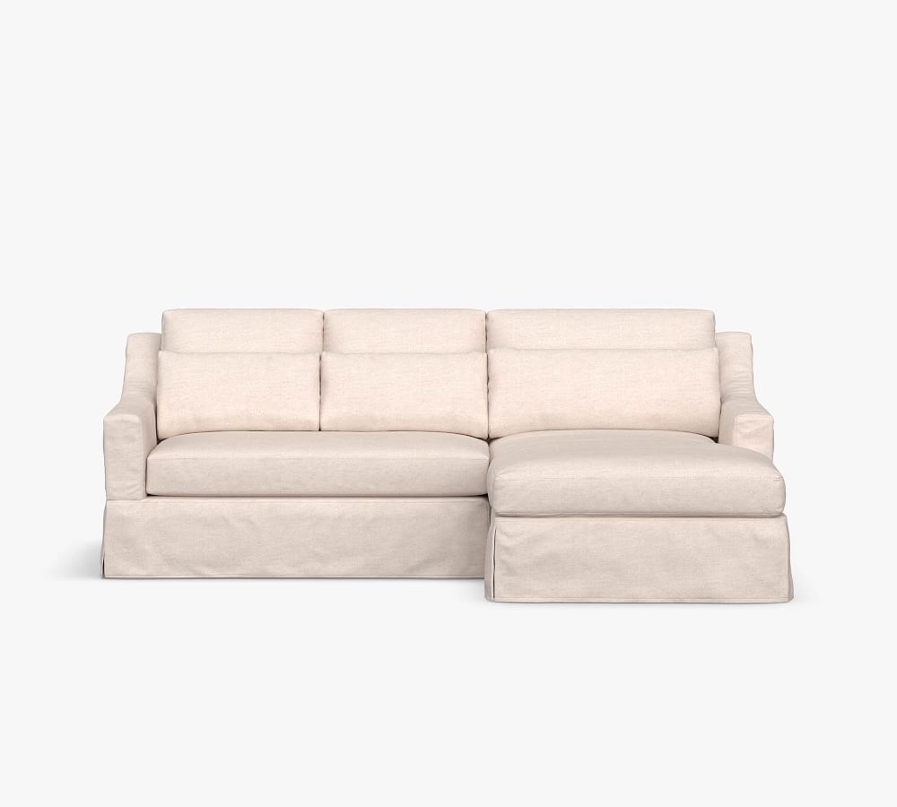 York Slope Arm Deep Seat Slipcovered Sofa Double Chaise Sectional Pottery Barn