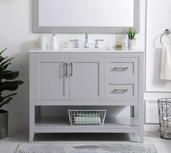 Belleair 42 Single Sink Vanity, White Single Bathroom Vanity