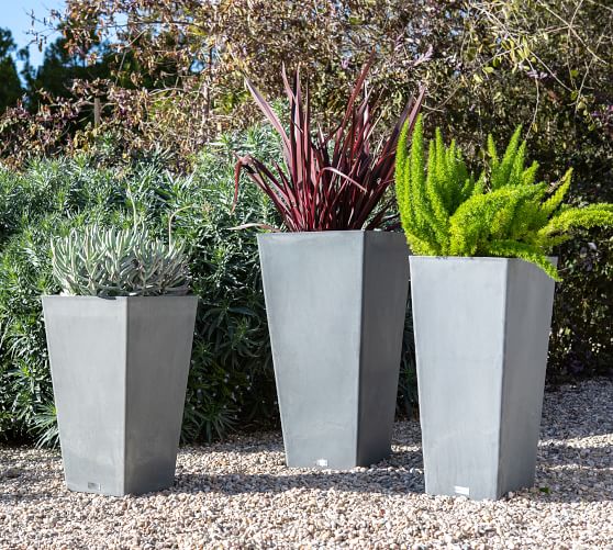 Hevea Tapered Cube Tall Outdoor, Tall Outdoor Pots