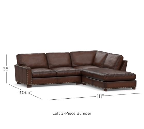 Turner Square Arm Leather Sectional, Turner Square Arm Leather Sofa Chaise Sectional