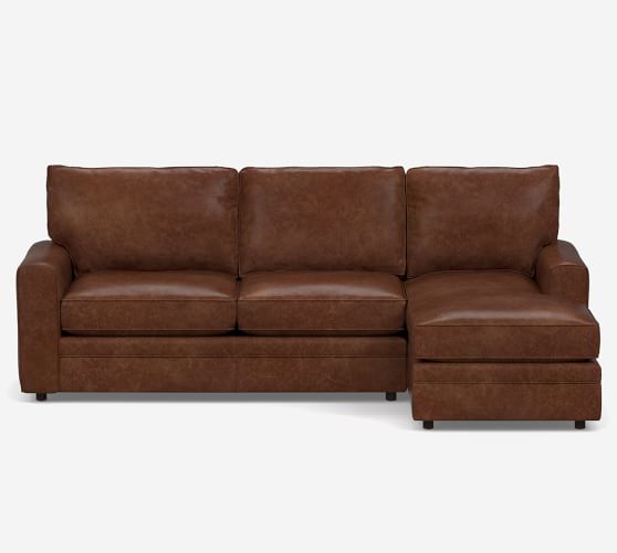 Pearce Square Arm Leather Sofa Chaise, Leather Sofa Chaise Sectional