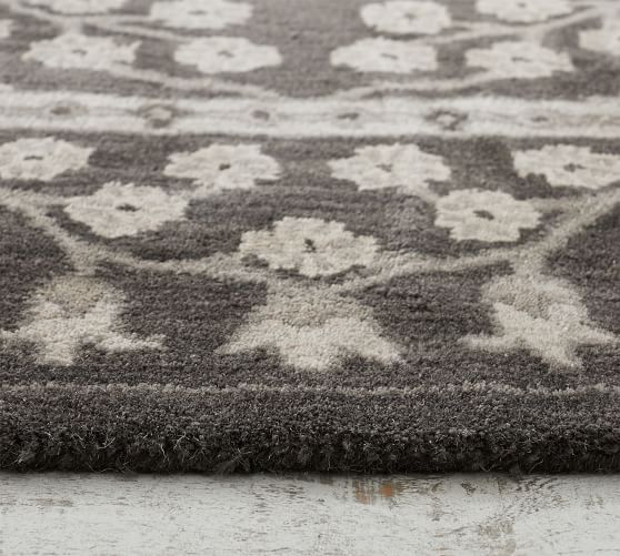Hotel Harper Border Black Modern Hand-Tufted 100/% Wool Soft Area Rug Carpet.