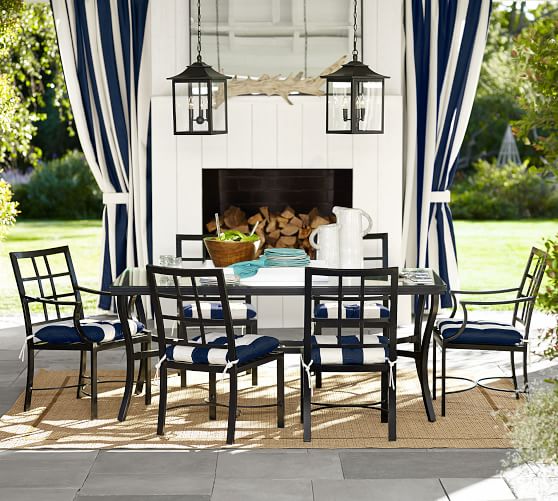 Riviera Metal Dining Armchairs, Pottery Barn Patio Table Chairs