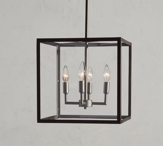 Manor Glass Iron Square Pendant, Pottery Barn Outdoor Chandelier