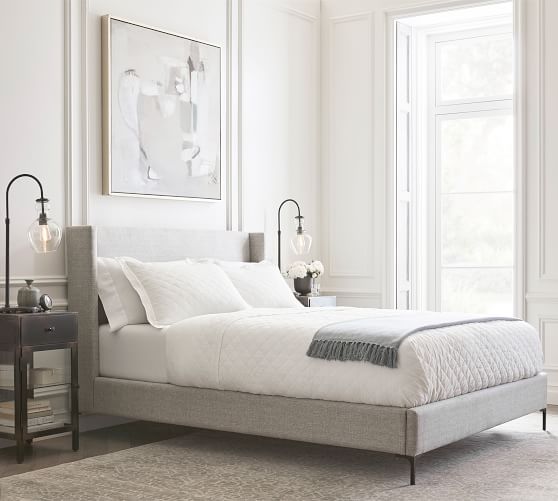 Jake Upholstered Platform Bed With, Pottery Barn Leather Headboard