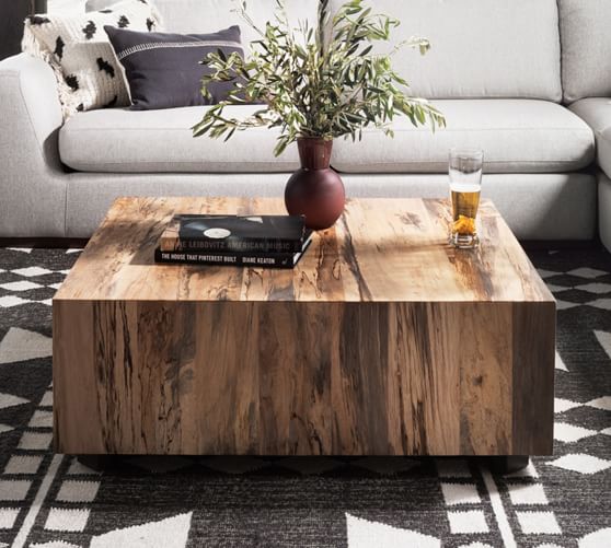 Terri 40 Cube Coffee Table Pottery Barn, Wooden Square Coffee Table