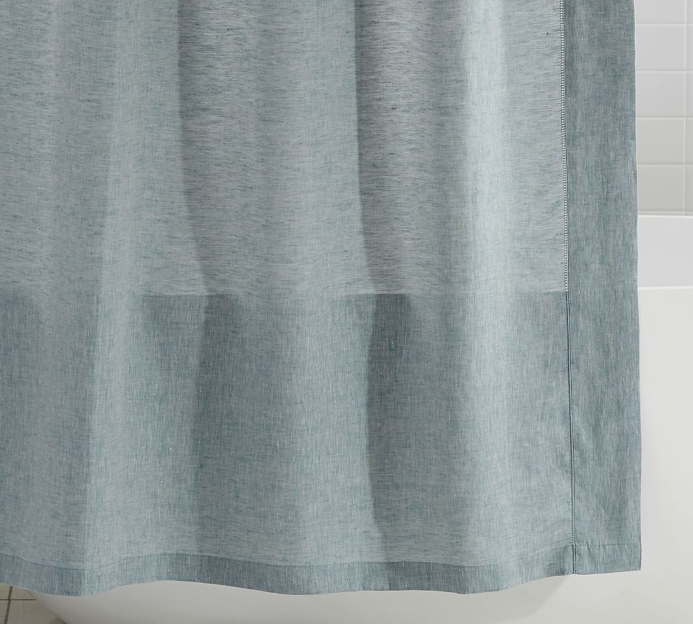 Belgian Flax Linen Hemstitch Shower Curtain Pottery Barn