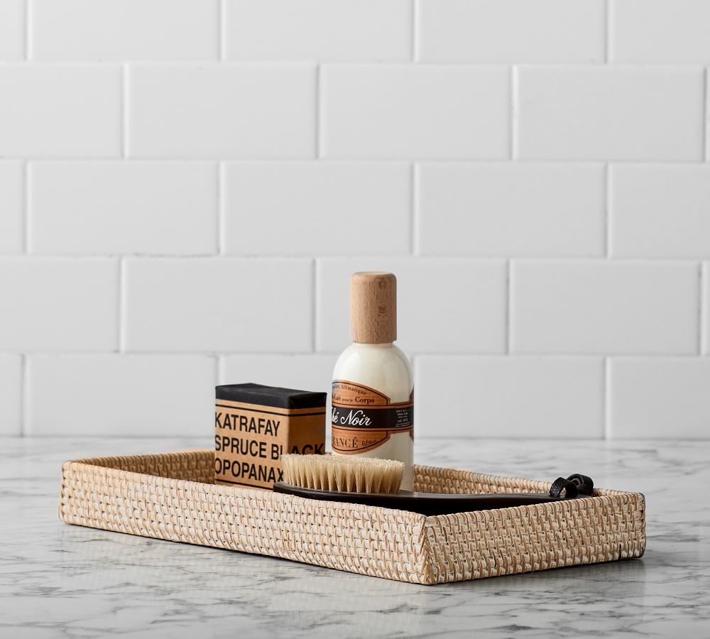 Tava Handcrafted Rattan Bathroom Accessories Pottery Barn