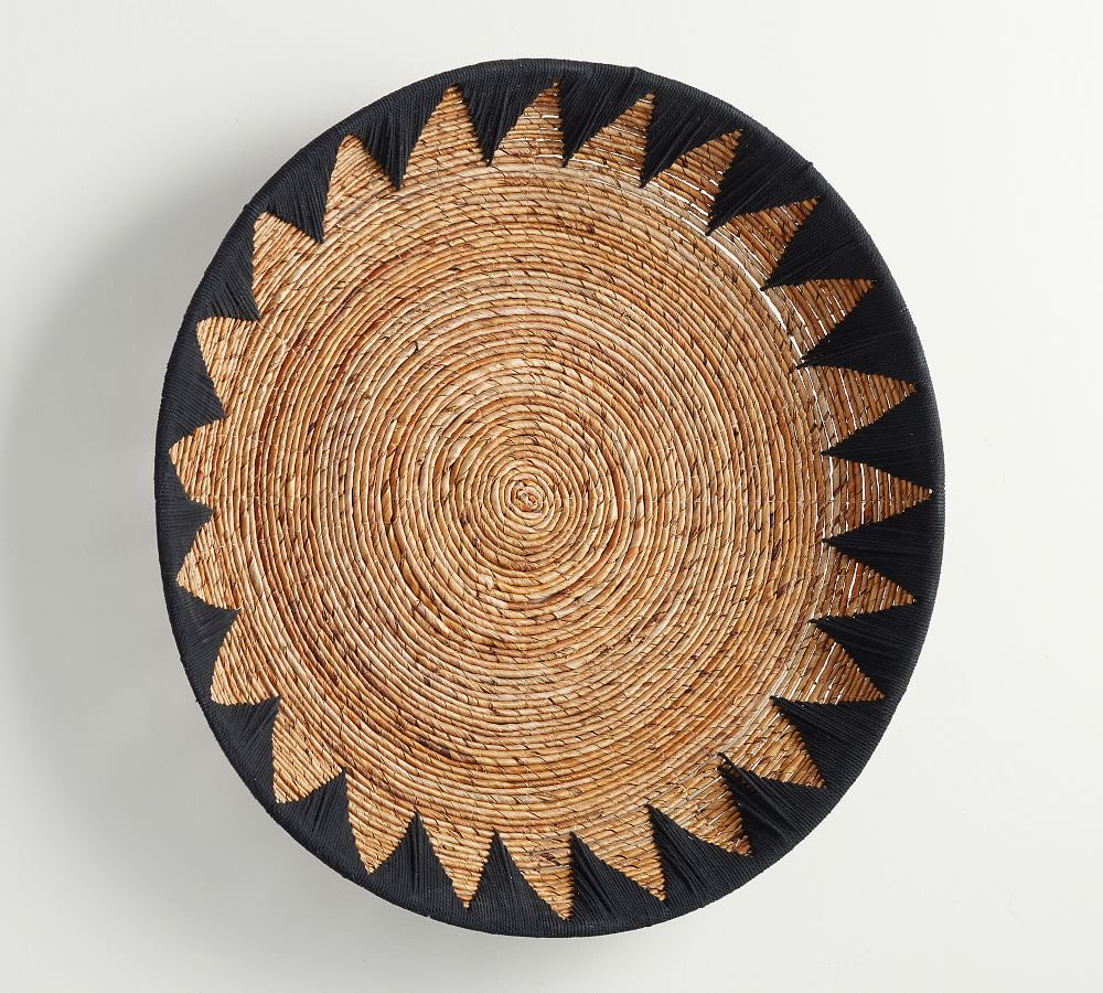 Sunny Handwoven Basket Wall Art - Black | Pottery Barn