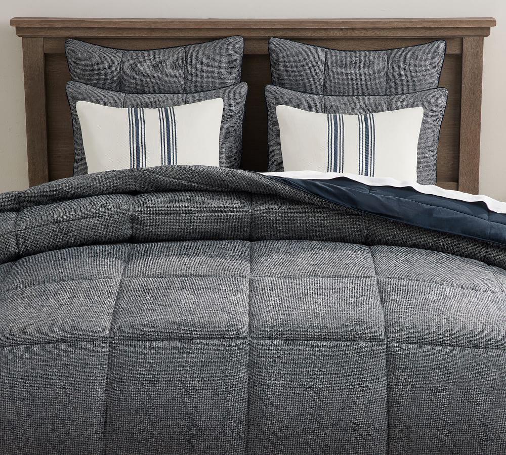 Flax Belgian Flax Linen Waffle Comforter, King/Cal. King Pottery Barn