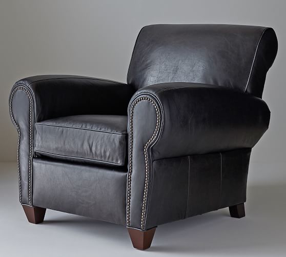 Manhattan Leather Armchair With, Grey Leather Chairs