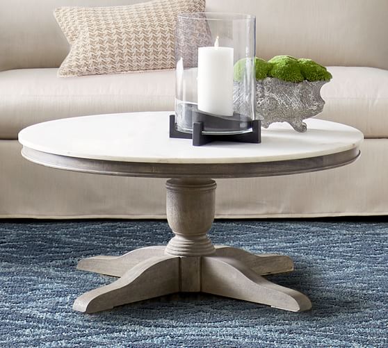 Round Marble Coffee Table Pottery Barn, Round Side Table Marble Top