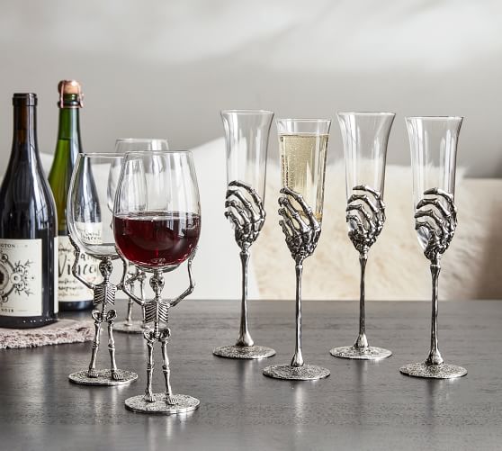 skeleton hand champagne flutes
